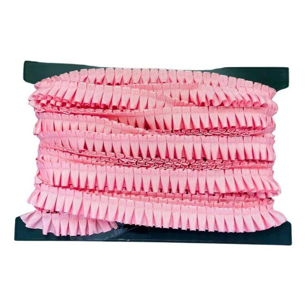 Fita Gorgurão Babadinho Drapeada 22Mm: Toque Elegan Rosa