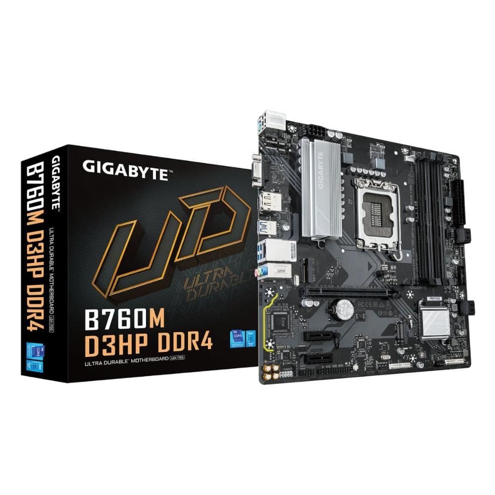 Placa Mãe Gigabyte B760M D3HP (LGA 1700 - DDR4 5333 O.C) - USB 3.2 - Slot M.2 - Q-Flash Plus - MATX