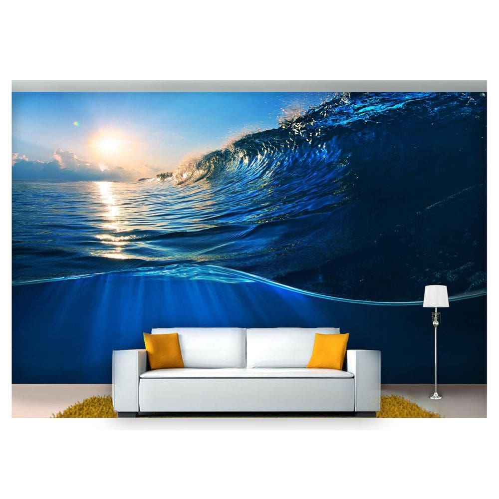 Papel De Parede Vida Marinha Onda Sol Surf 3D Fm96