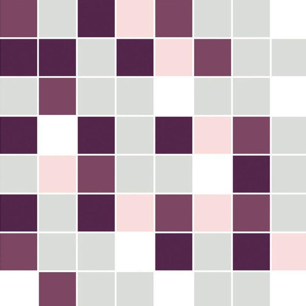 Papel Parede Pastilhas Lilas Cinza Branco Cozinha Banheiro