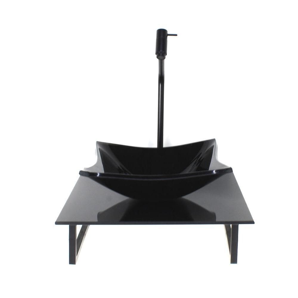 Kit Cuba Vidro Quadrada 10Mm Tampo Vidro 40Cm X 40Cm Preto