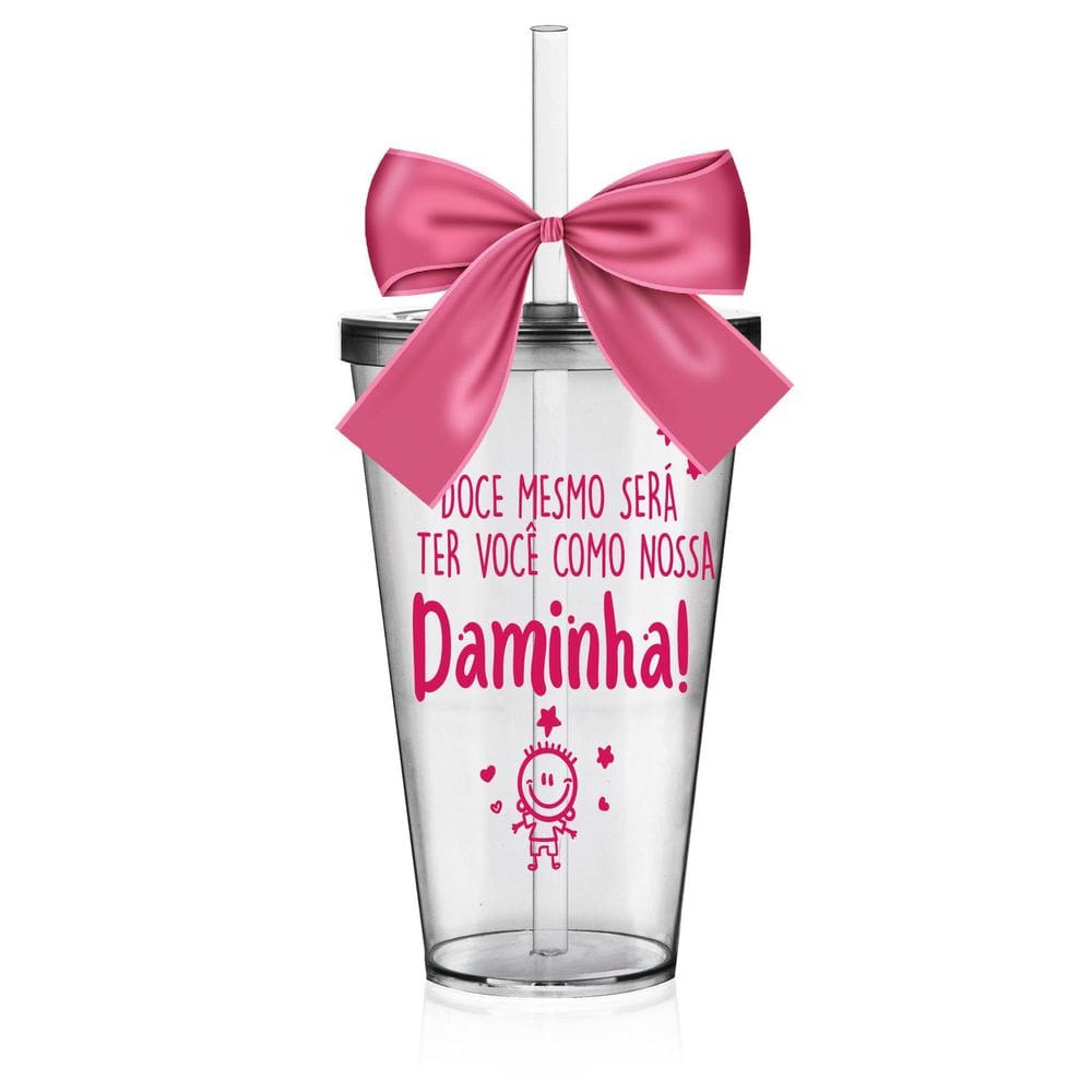 Copo Convite Daminha Acrílico Rosa