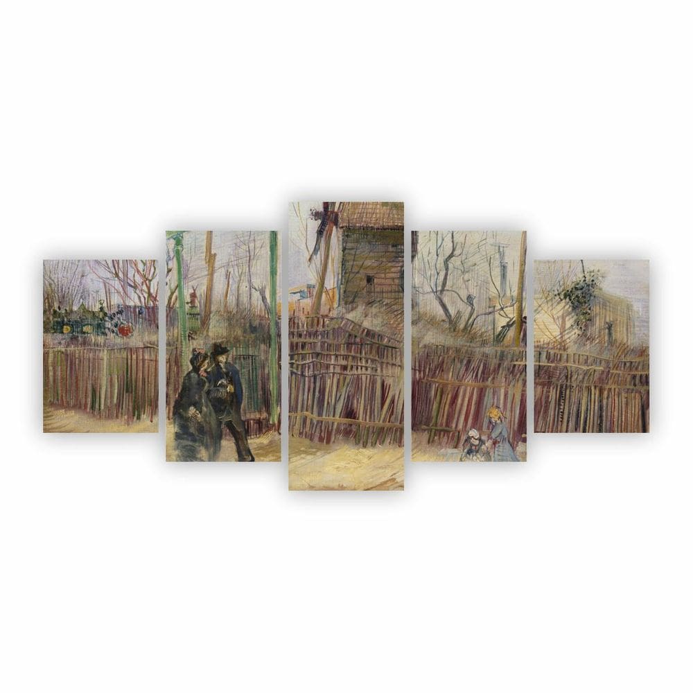 Quadro Tela Uma Cena De Rua Em Montmartre Van Gogh 200X100Cm