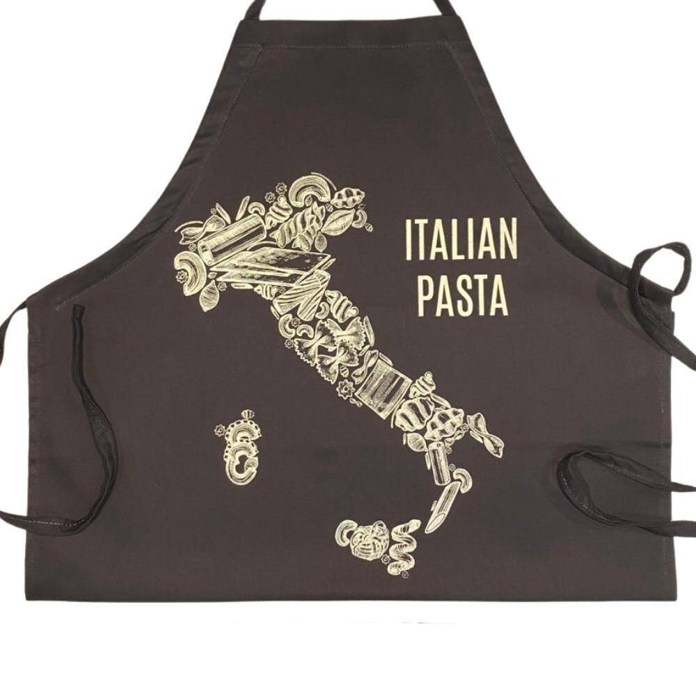 Avental De Cozinha Italian Pasta Em Algodão Preto