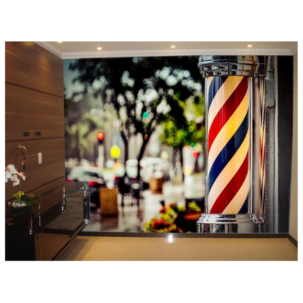 Papel De Parede Barbearia Retrô Barber Pole 3D Brb04