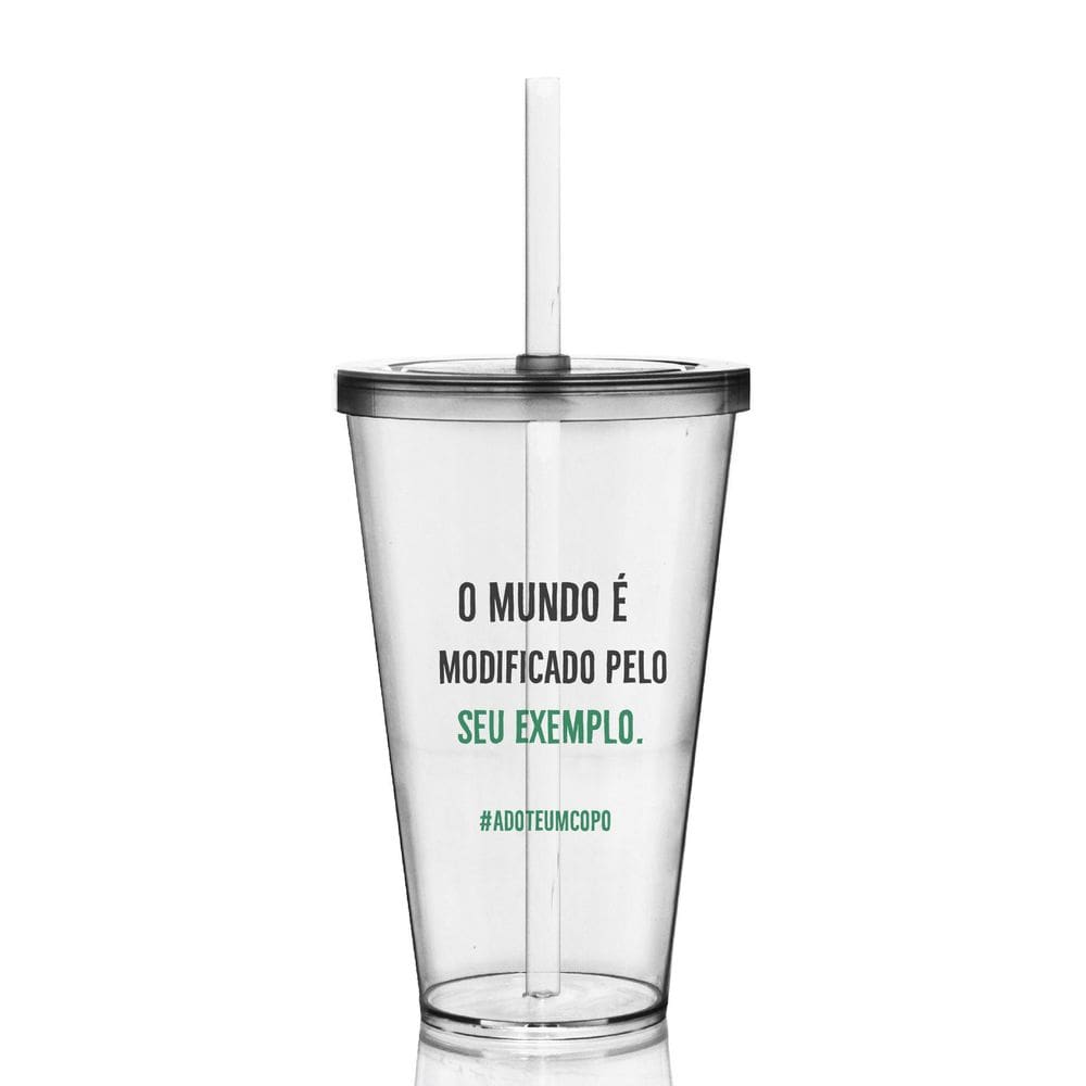 Kit 8 Copos Com Tampa E Canudo Exemplo Sustentável