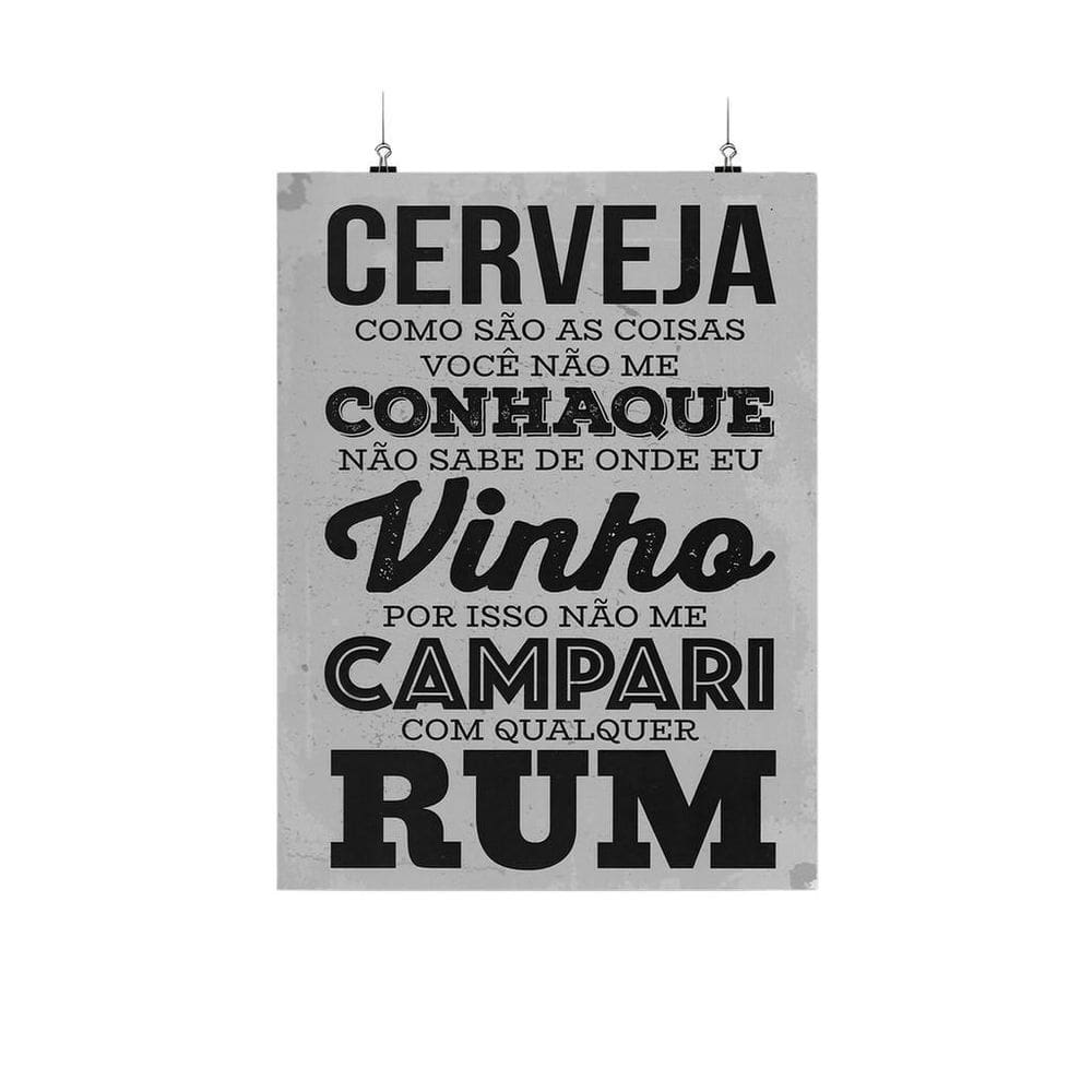 Placa Decorativa Cinza Cerveja Conhaque Vinho Campari Rum