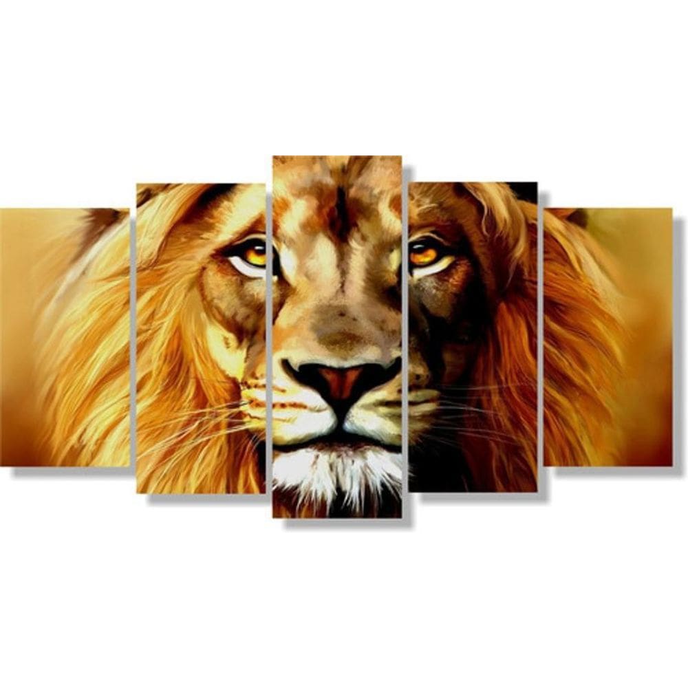 Quadros Decorativos 5 Peças Leão De Juda Religioso