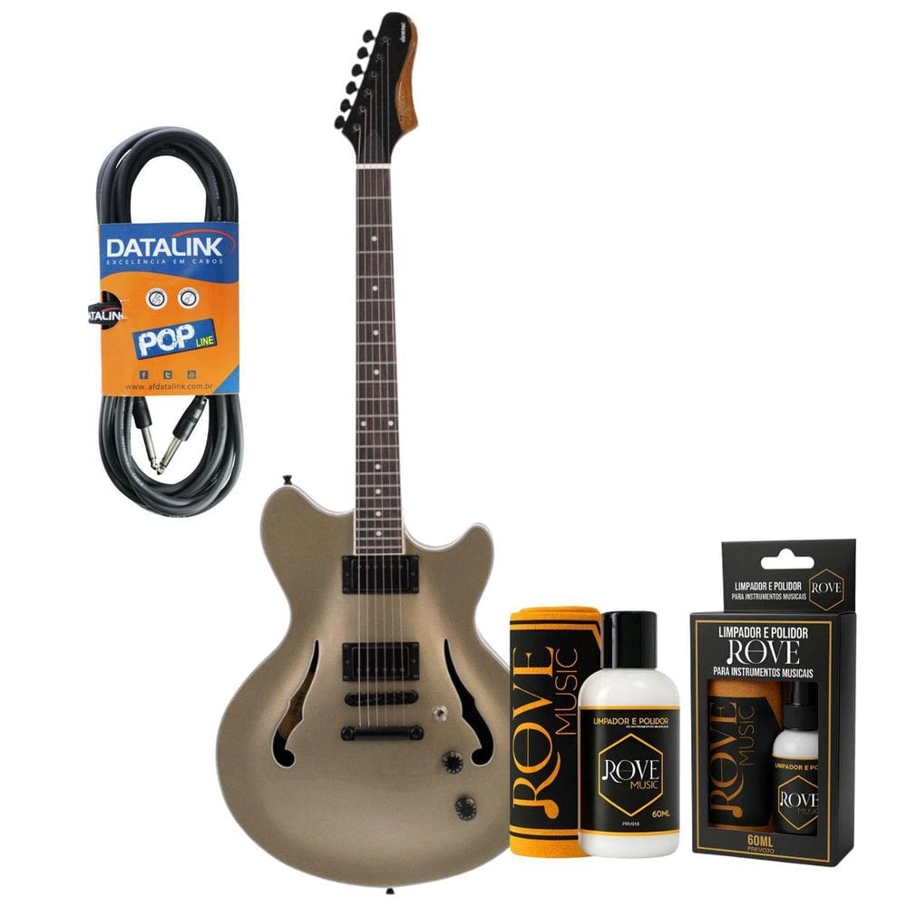 Kit Guitarra Tagima Semi Acustica Com Case +Polidor +Cabo