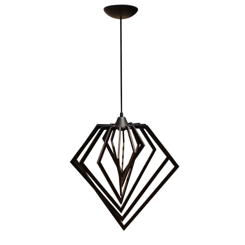 Luminária Pendente Teto Sala Cozinha Moderno Diamante Preto