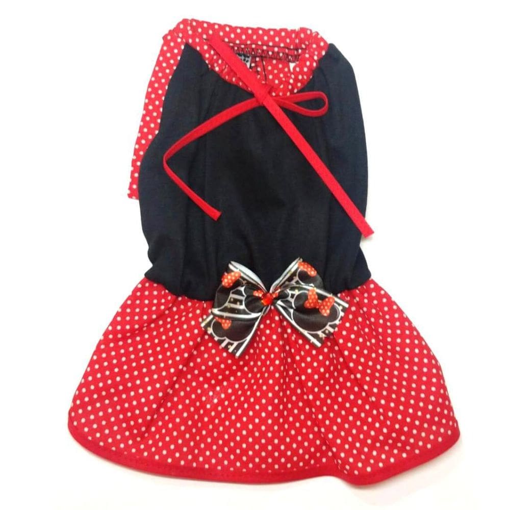 Vestido De Verão Para Cachorro Preto Com Laço Da Minnie - G
