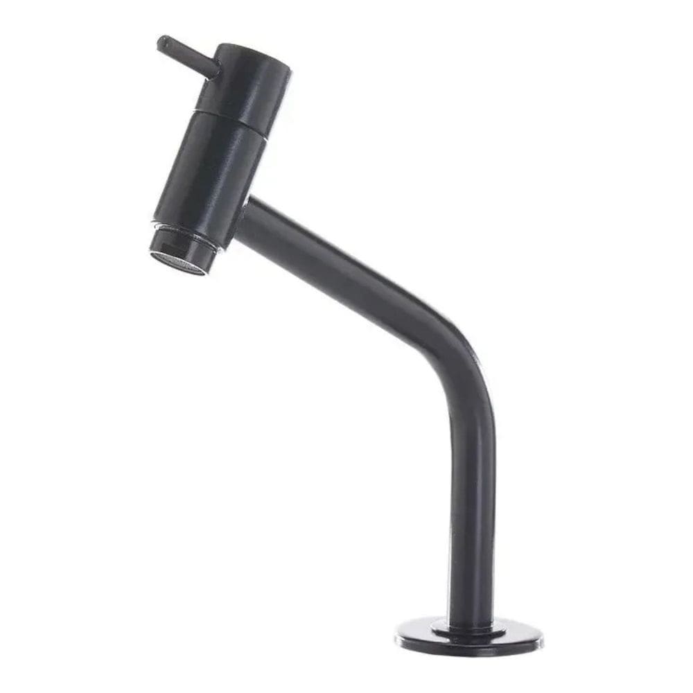 Torneira de Mesa Bica Baixa Metal Banheiro Lavabo Pia Domum Preto Fosco