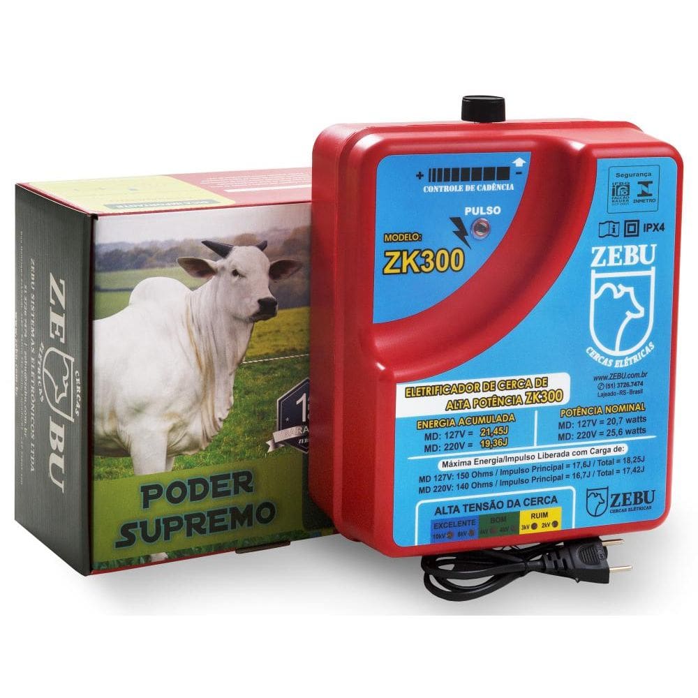 Eletrificador de Cercas Elétricas Para Grandes Propriedades ZK300 220V - ZEBU 2420-1