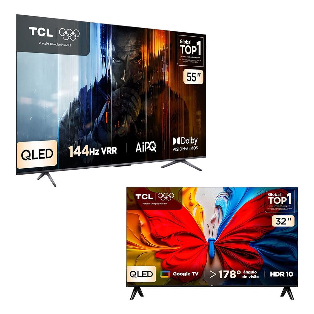 Combo Smart TV TCL 55 QLED 4K P8K WiFi 144Hz 55P8K e Smart TV TCL 32 HD QLED S5K WiFi 32S5K