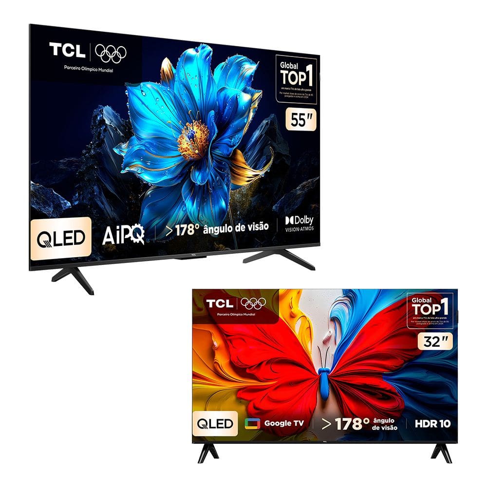 Combo Smart TV TCL 55 QLED 4K P7K WiFi 55P7K e Smart TV TCL 32 HD QLED S5K WiFi 32S5K