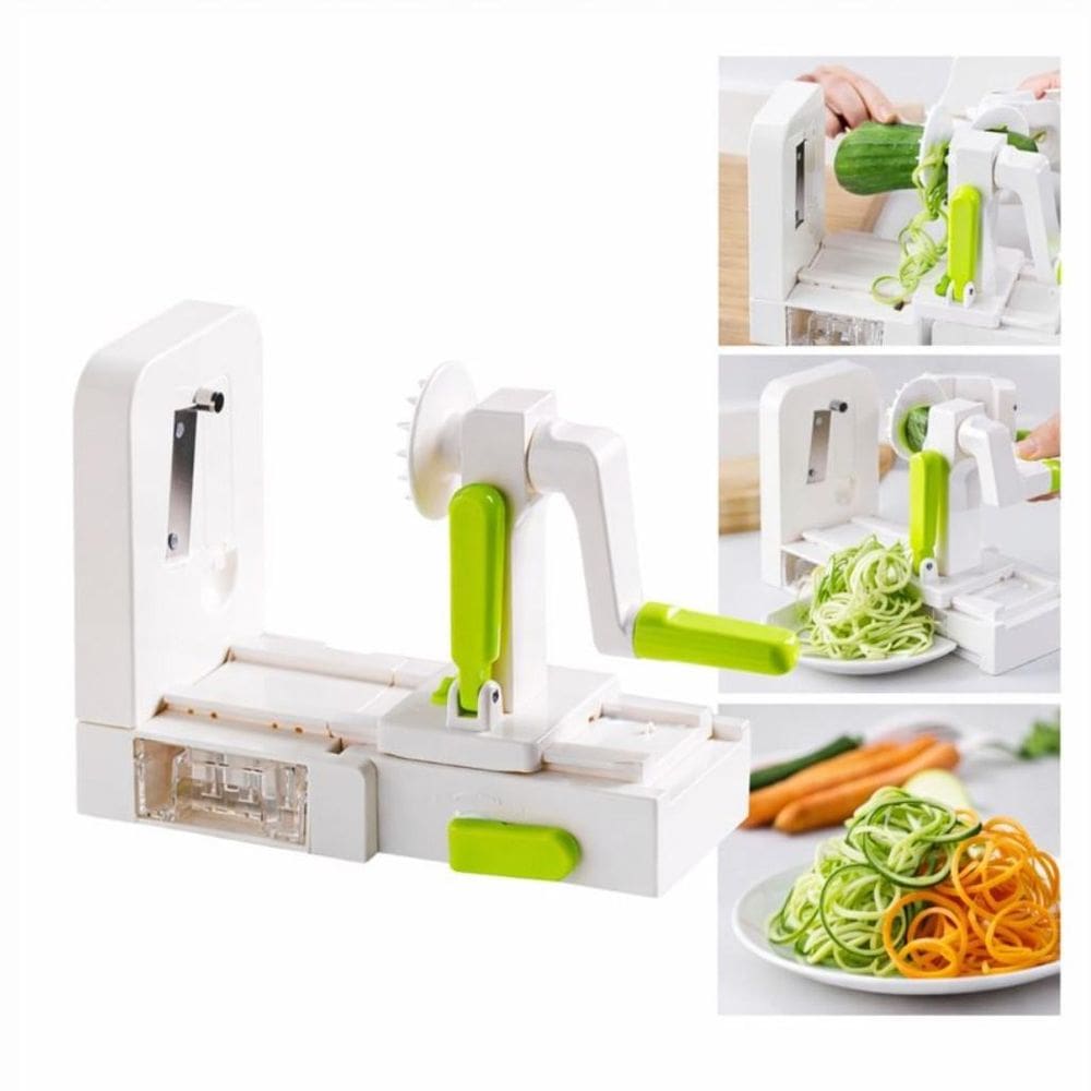Fatiador Espiral Cortador Ralador Com 5 Laminas Fazer Macarrao Legumes  Vegetais Mesa Bancada