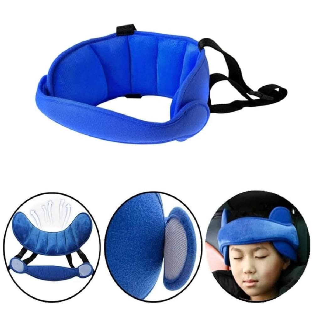Almofada De Pescoco Infantil Azul Apoio De Cabeca Com Faixa Ajustavel Para Bebe Uso Em Carro Viagem Passeio Ou Dia A Dia