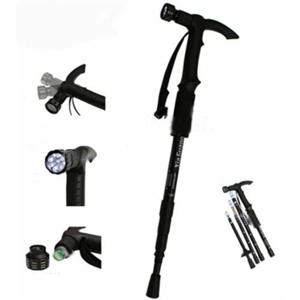 Bengala Retratil Ajustavel Com Lanterna Led Bastao Aluminio Para Trilha Peregrinacao Caminhada
