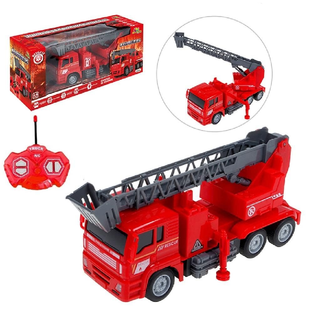Caminhao Bombeiros Controle Remoto Guincho Articulavel Carrinho Guindaste Com Luz E Som