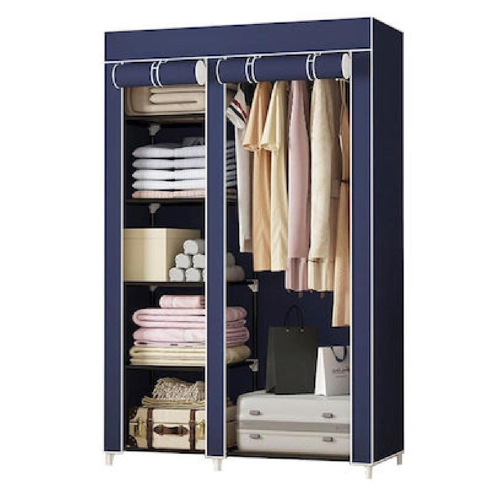 Guarda Roupa Modular Quarto Closet Arara Organizador Casaco Camiseta Sapatos Objetos Luxo Porta Ziper Azul