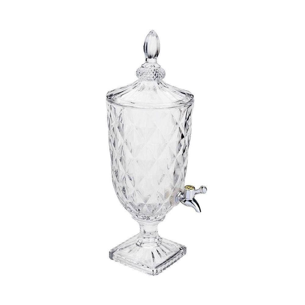 Suqueira Luxo Cristal 3 Litros Decorativa Dispenser De Vidro Grande Bebidas Casamento Festa