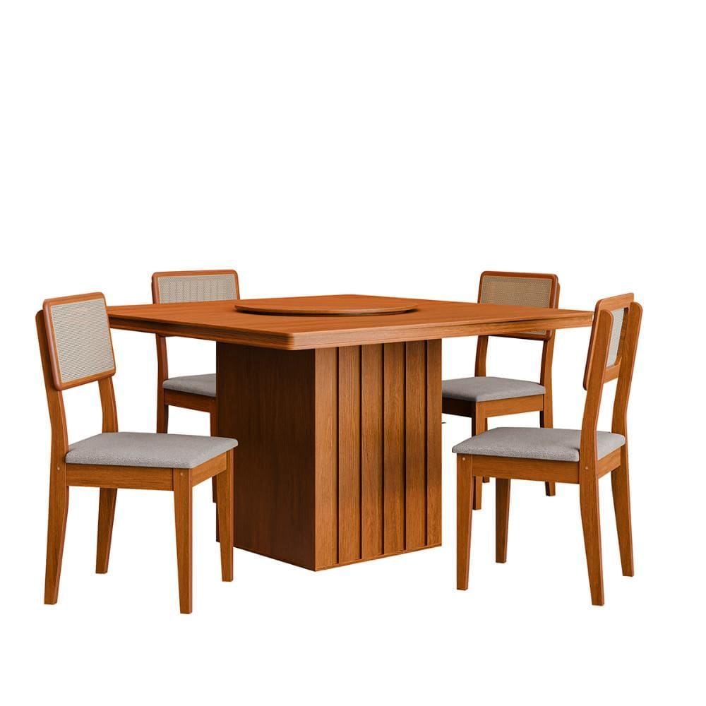 Kit Mesa de Jantar Santiago 136 Prato Giratorio e 4 Cadeiras