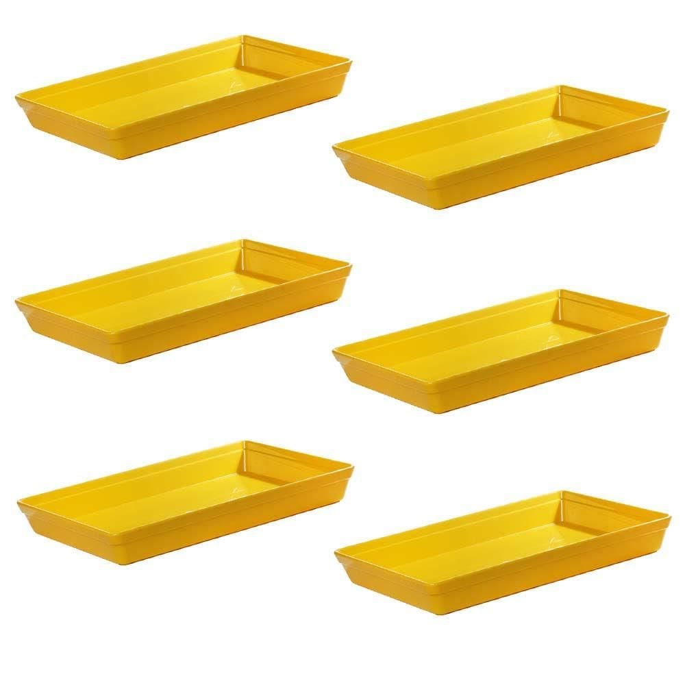 Conjunto De Travessa Stillo Rasa Vemplast G 6 Peças Amarelo