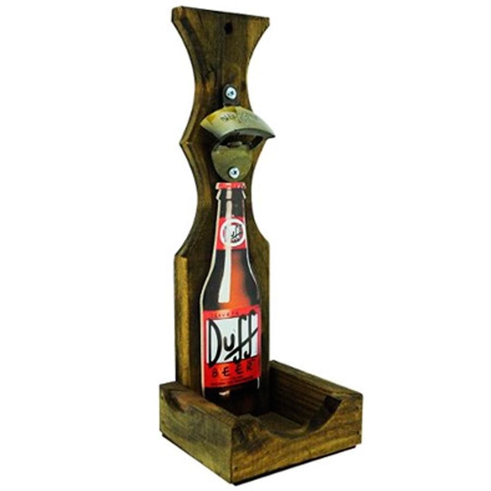Abridor De Garrafa Com Suporte Rústico - Cerveja Duff Beer