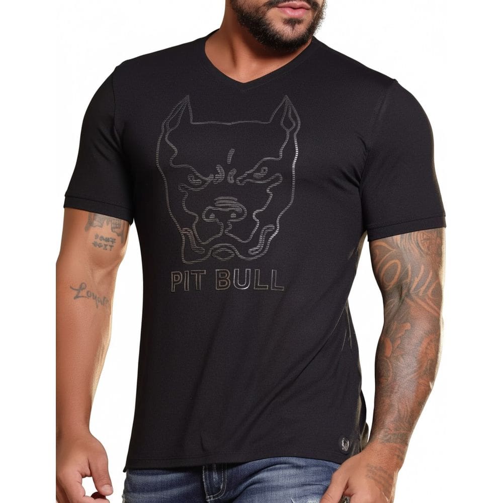 Camiseta Slim Gola V Casual e Estilosa com Estampa Pit Bull Jeans 86700