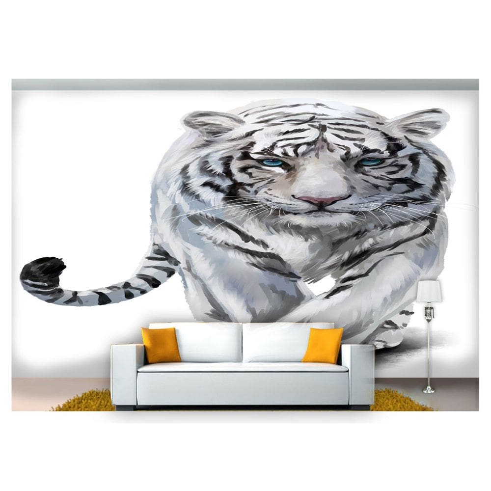 Papel De Parede Animais Tigre Branco Andando  Anm233