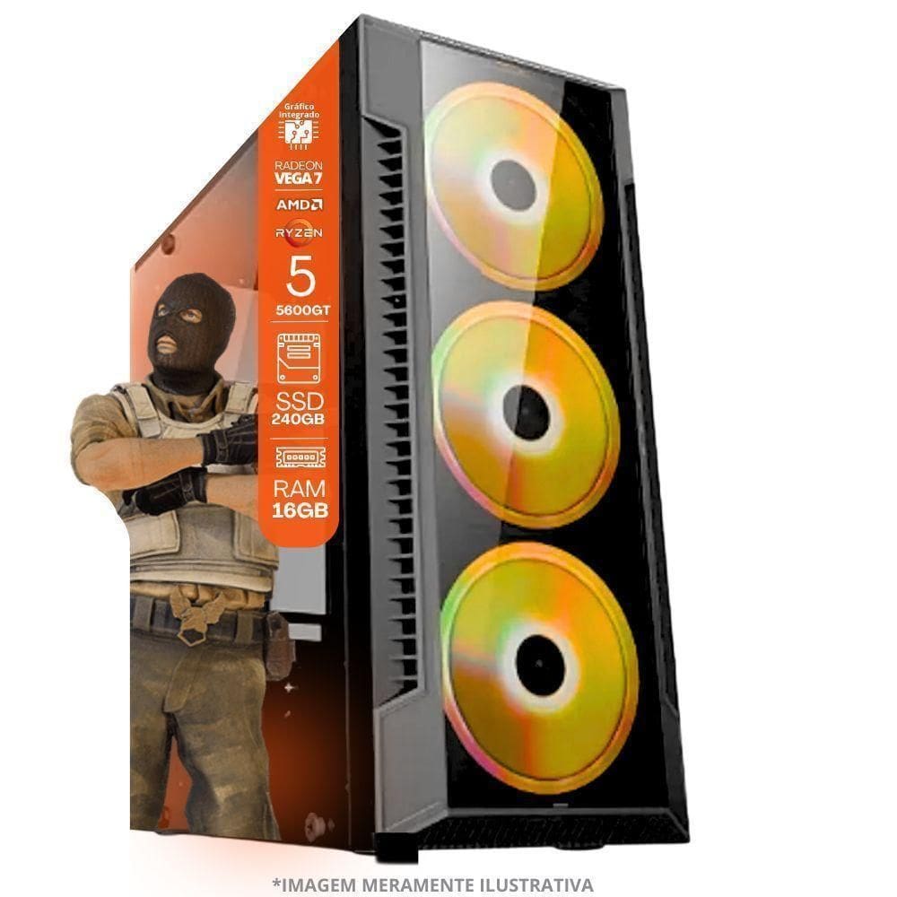 Pc Gamer Amd Ryzen 5 5600gt, 16gb Ram, Placa De Video Radeon Vega 7, Ssd 240gb, Fonte 550w