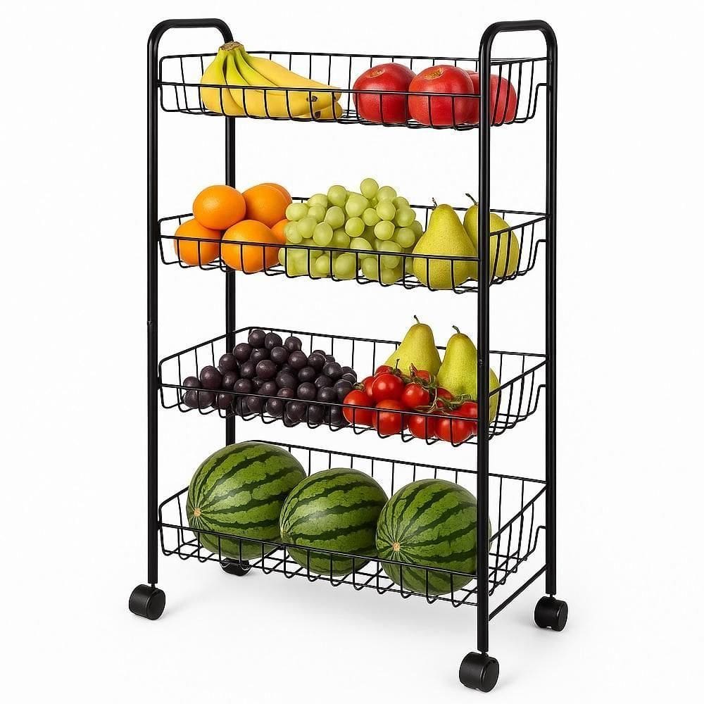 Carrinho Organizador 4 Prateleiras Desmontavel Multiuso Fruteira Aco Escritorio Sala Auxiliar Brinquedos Banheiro