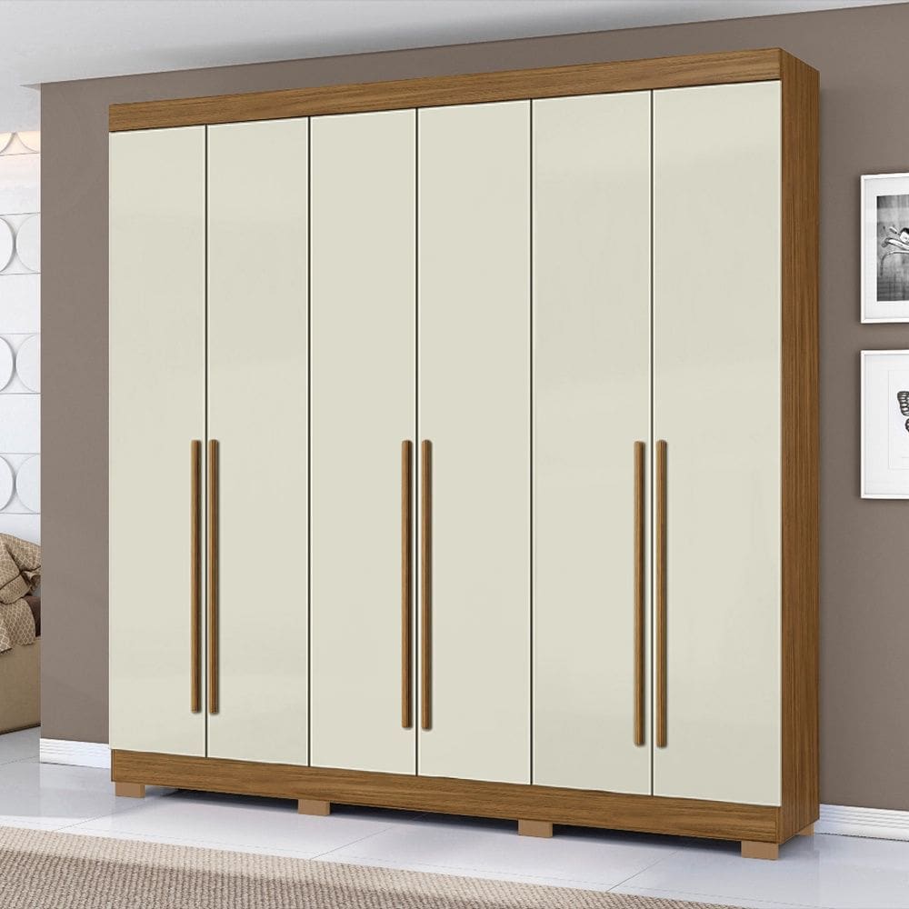 Guarda Roupa Roupeiro 230 6 Portas 2 Gavetas Atacama Off White Aramóveis