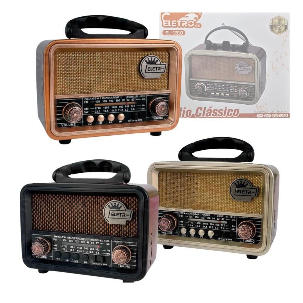 Rádio Retro 3w Bluetooth 5.1 Com Lanterna Eletromex