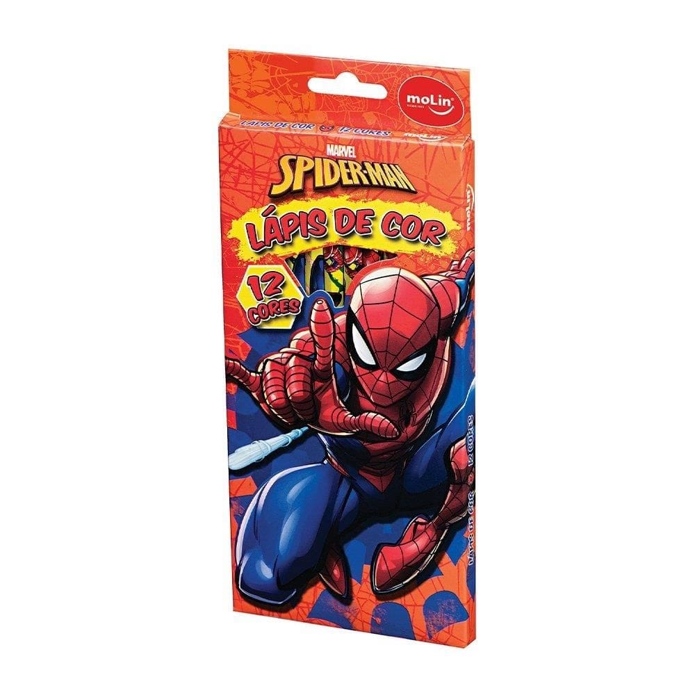 Lápis de Cor Molin Spiderman - 6 Embalagens com 12 Cores
