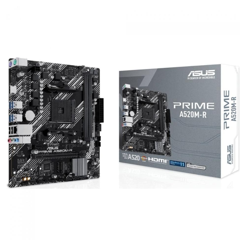 Placa Mãe Asus Prime A520M-R AM4 - DDR4 - USB 3.2 - Slot M.2 - Micro ATX - 90MB1H60-M0EAY0