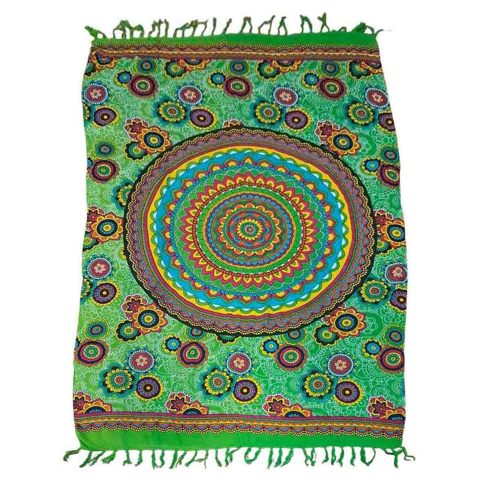 Canga Praia  Viscose - Mandala Flores Verde 1.60Mx1.10M