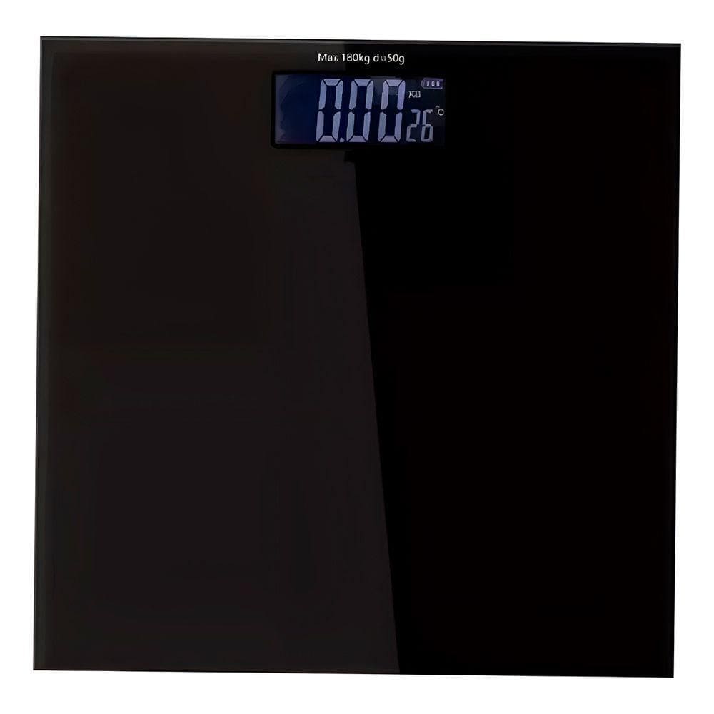 Balança Digital Mu-002 Em Vidro Temperado Até 180kg Com Display Lcd E Alta Precisão - preto
