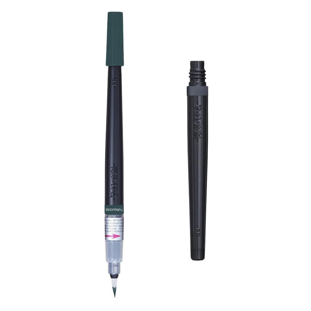 Caneta Brush Pentel Aquarela + Refil Azul Turquesa