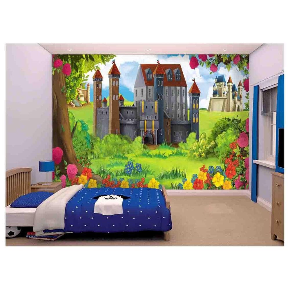 Papel De Parede Infantil Flores Castelo  Azs191