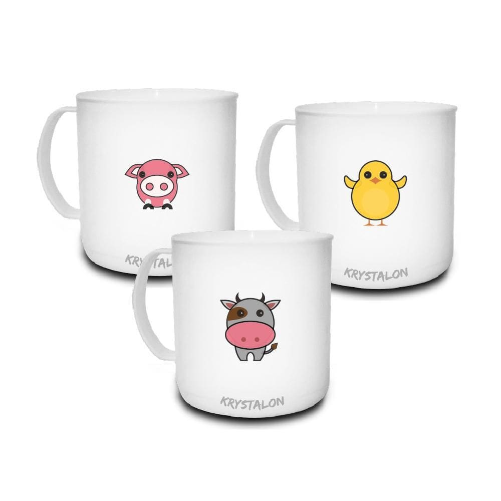 Kit 3 Canecas Brancas Animais Para Dia Das Crianças