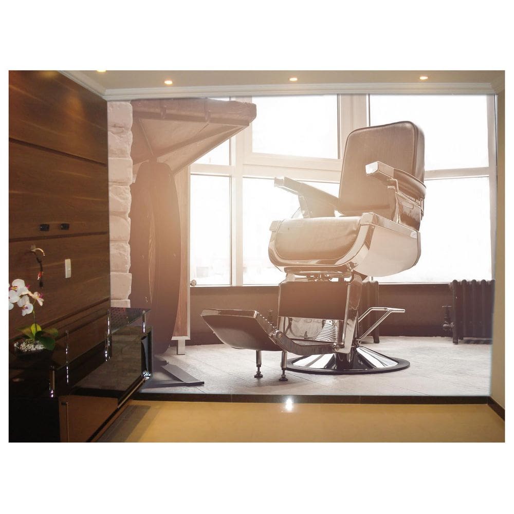 Papel De Parede Barbearia Cadeira Retrô 3D Brb06