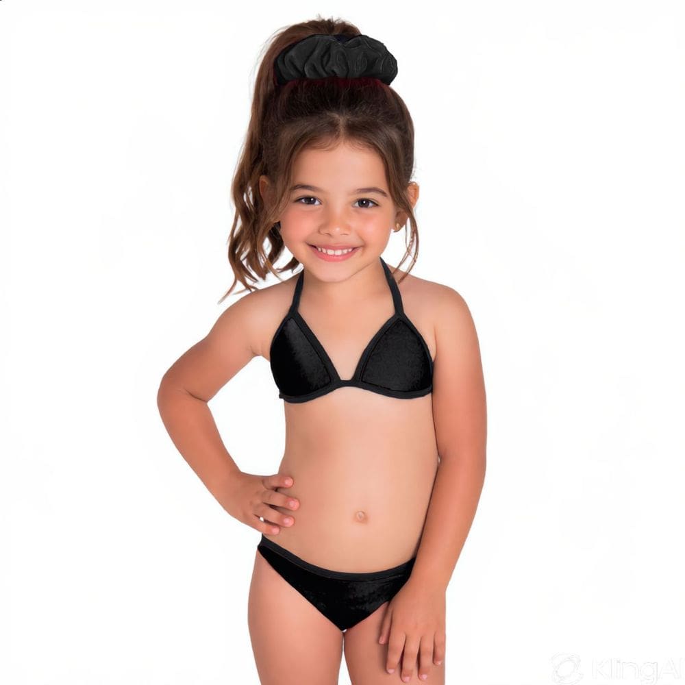 Biquini Infantil Mod Praia Verão Proteção Uv50 + Laço Cabelo