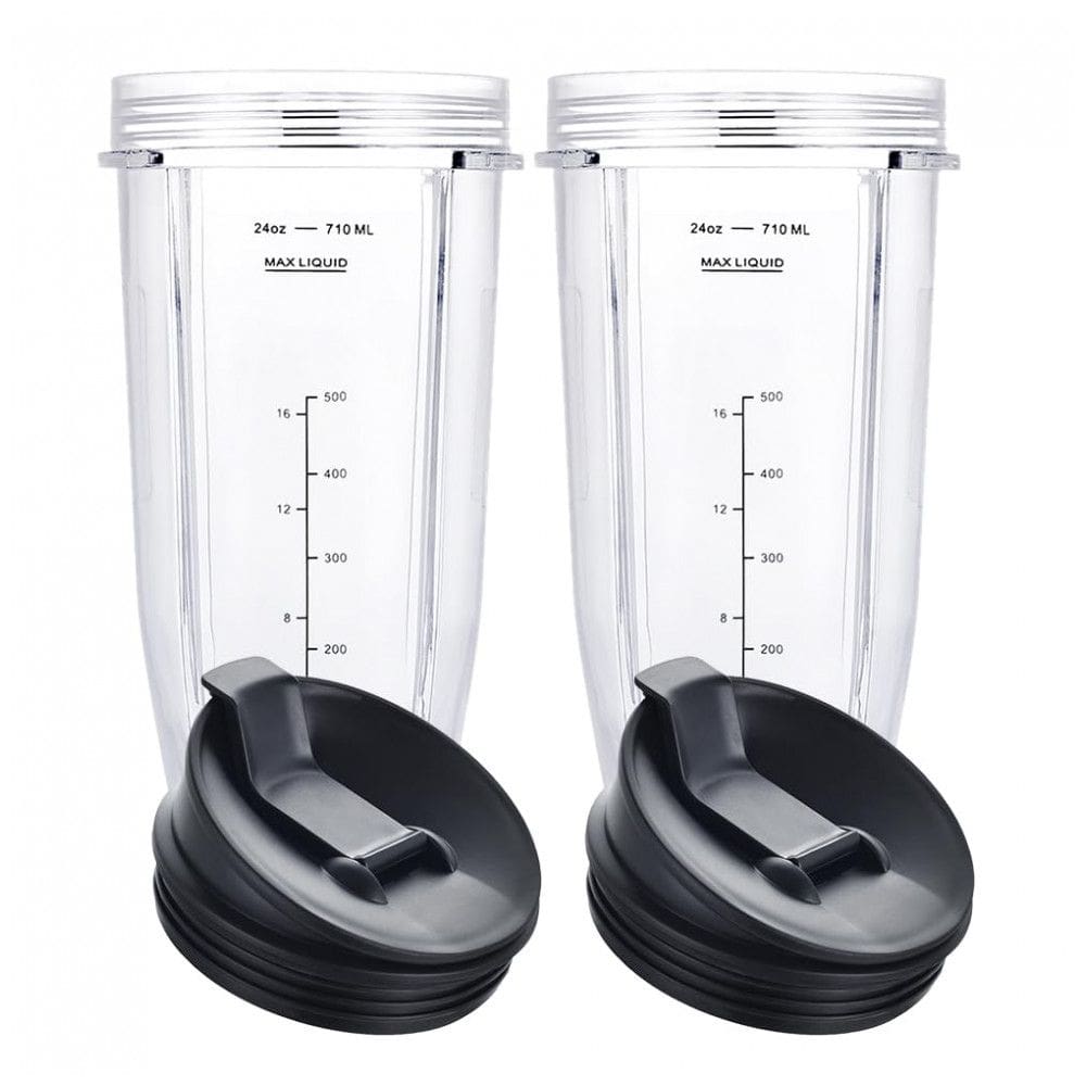 Nutri Ninja Auto IQ Copos do Liquidificador 710ml, com Tampa, 2 Unidades, Transparente, WWJIUYUE, Preto