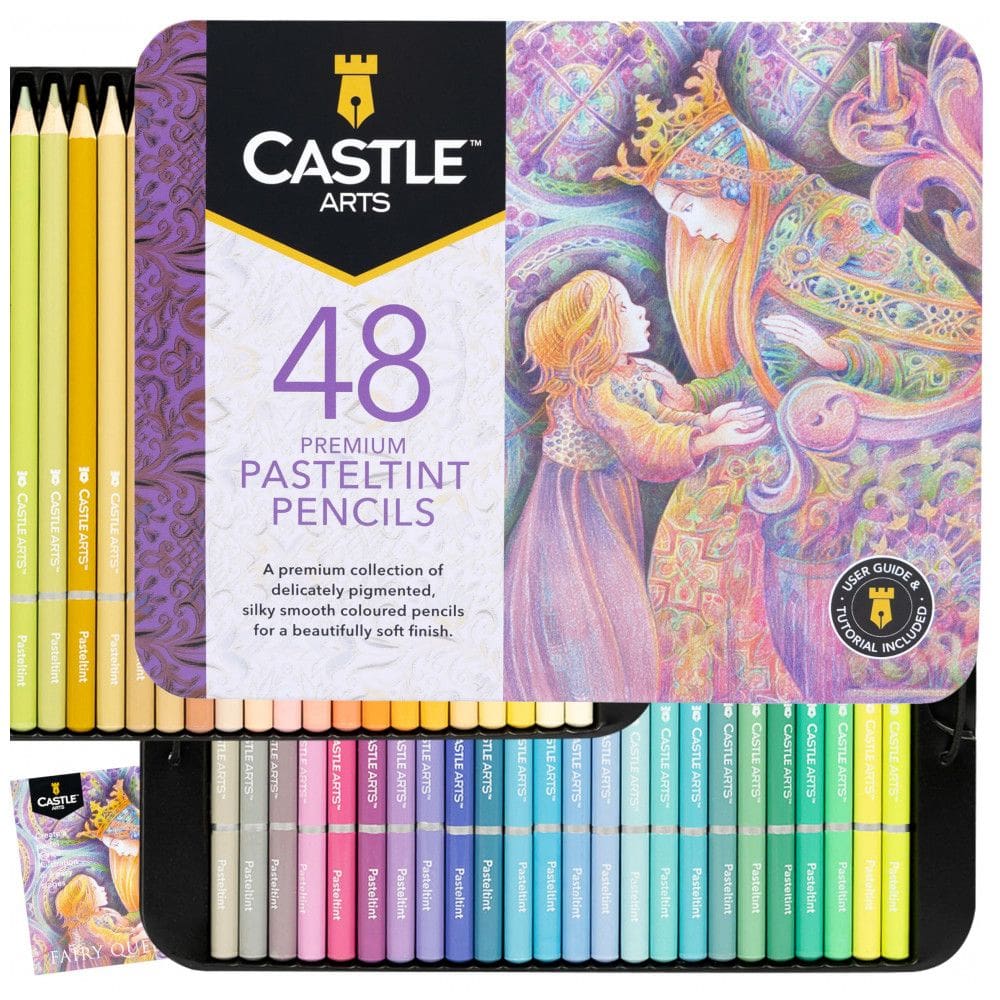 Kit Lápis de Cor Profissional com Estojo 48 peças, Castle Art Supplies