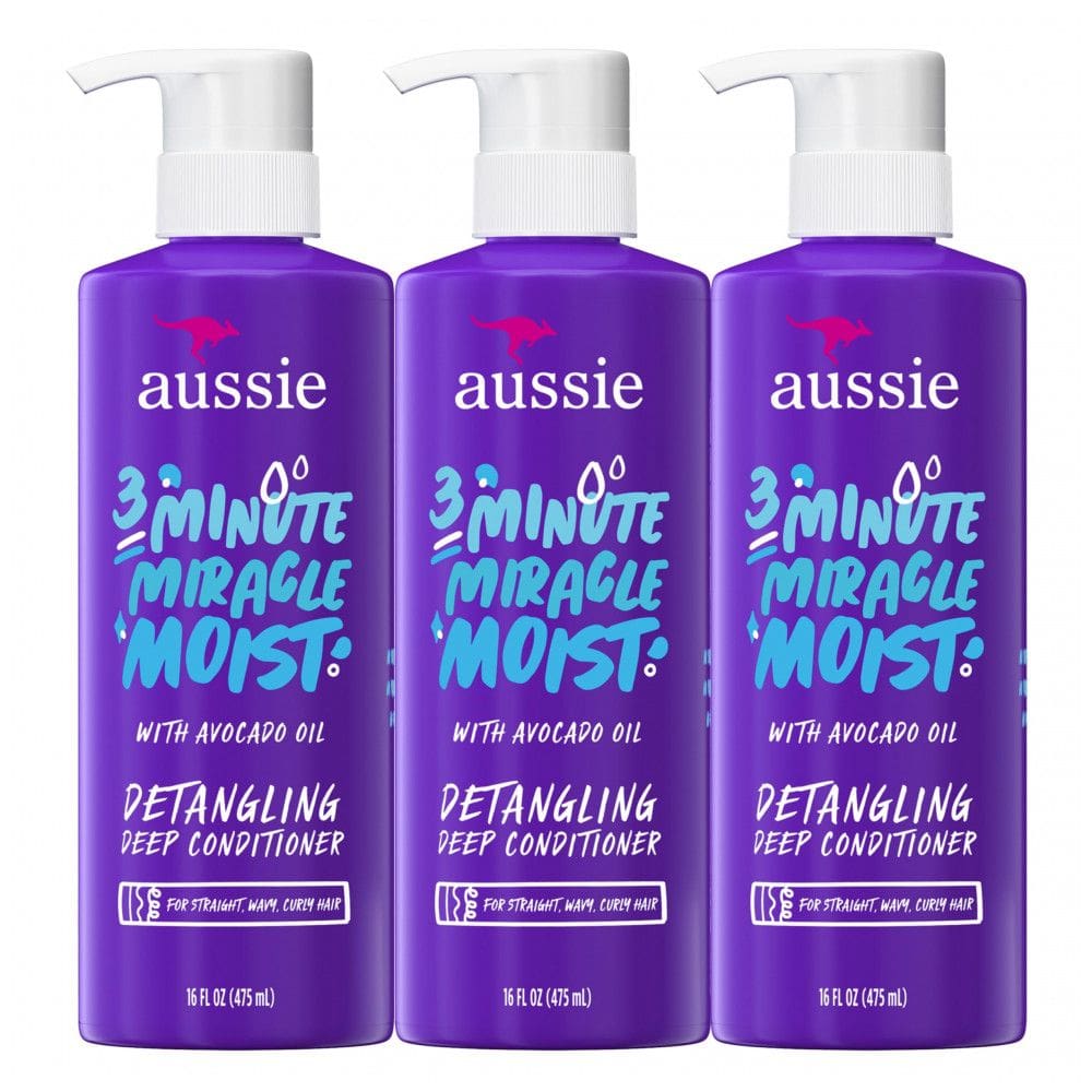 Condicionador Aussie Deep, com Abacate. Sem Parabenos, 3 Minutos Milagre Húmidos, Para Cabelos Secos, 16 Fl Oz, Pacote Triplo