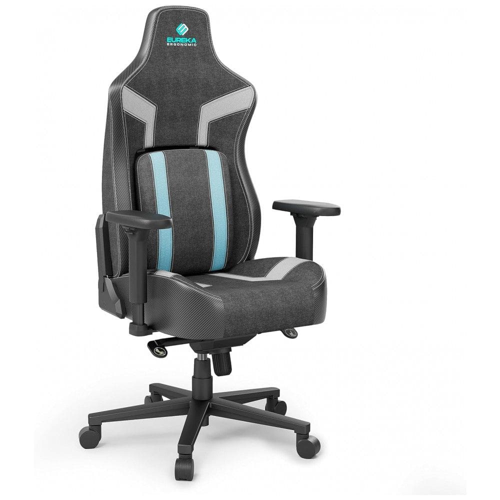 Cadeira Gamer Ergonômica com Suporte para Lombar, EUREKA, Preto e Azul