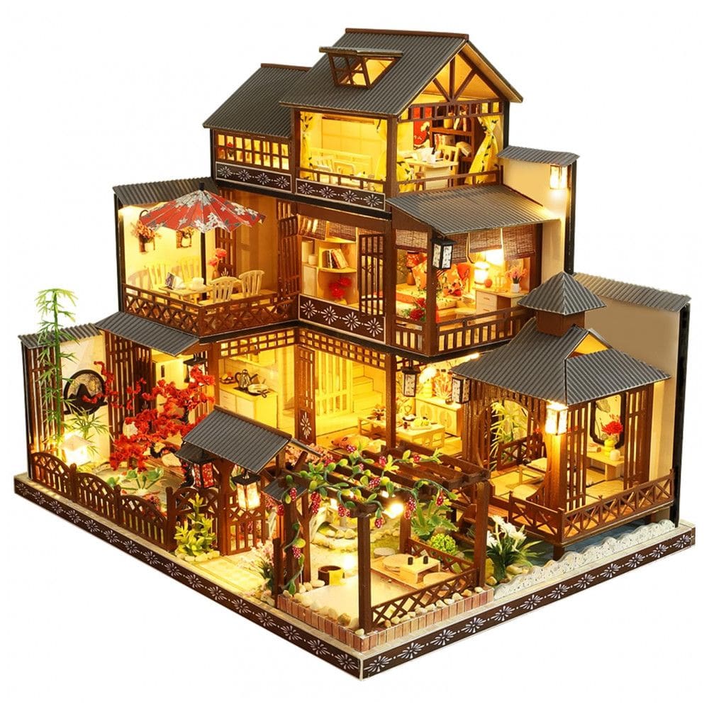 Casa em Miniatura Realista Japonesa com Móveis de Madeira para Adultos e Adolescentes, Escala 124, SPILAY