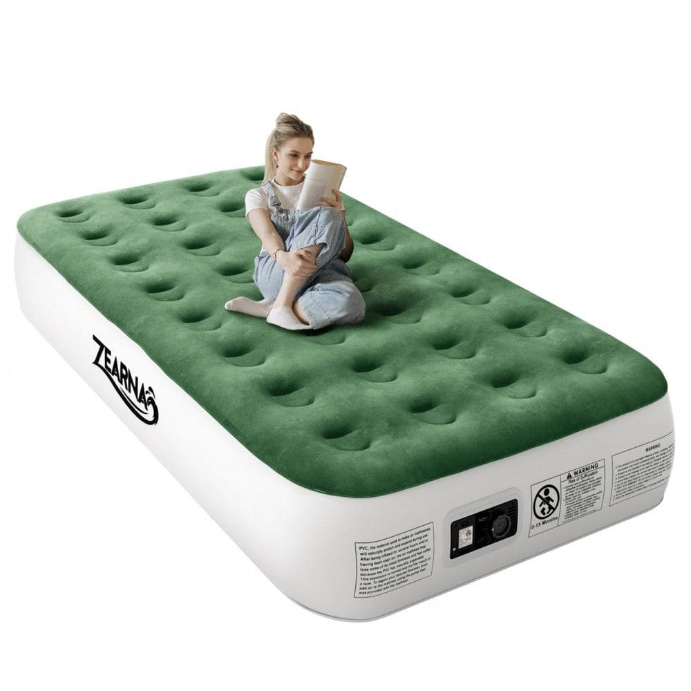 Colchão Inflável Solteiro com Bomba Embutida, Para até 250KG, Zearna, Verde