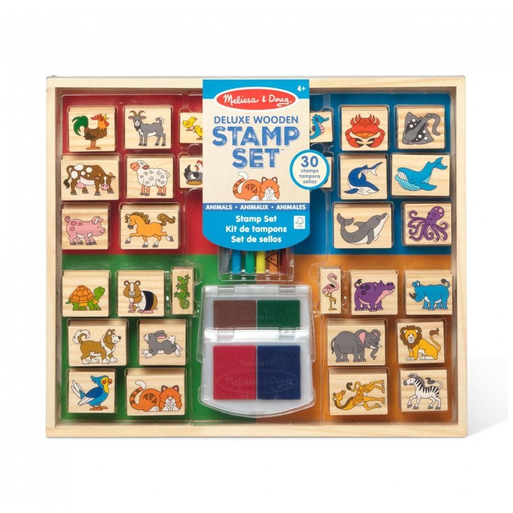 Kit Carimbos de Madeira, Tema Animais com 38 Peças para Crianças Acima de 4 Anos, Melissa & Doug